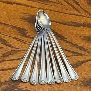 International Silver Canfield 8 Iced Tea Spoons Stainless Flatware 7 1/2”